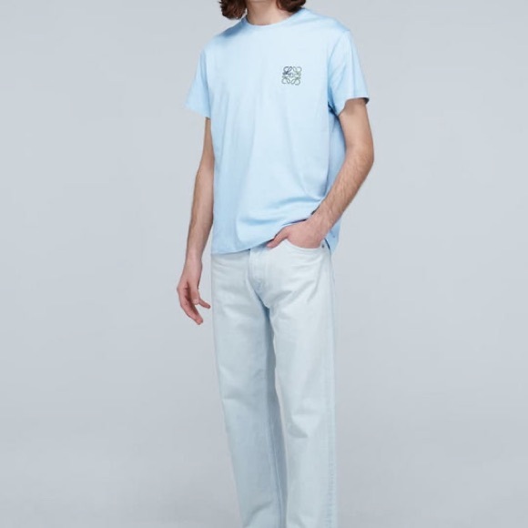 Loewe 2021 Anagram Classic Embroidered Cotton Round Neck Blue T-Shirt XL - Picture 4 of 11